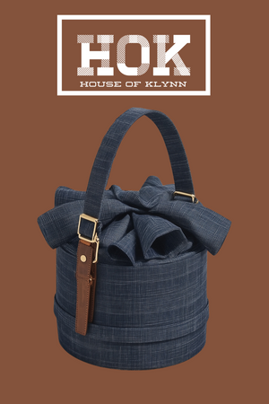 Small Ruffle Denim Bucket Handbag