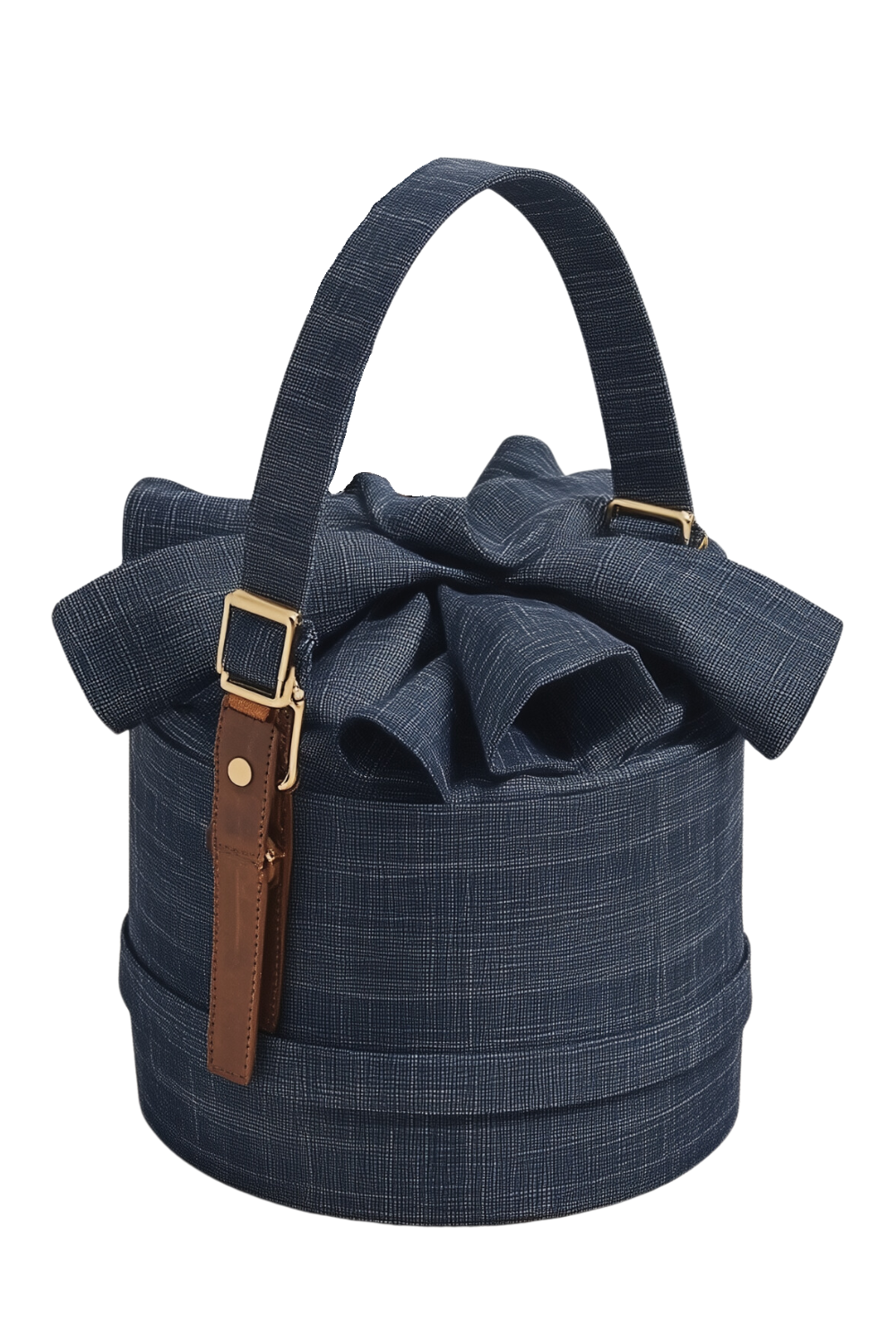 Small Ruffle Denim Bucket Handbag