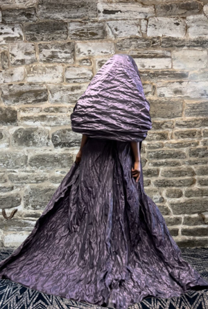 HOK House Of KLynn Couture Gown Opulence Purple Sequins Evening Top Runway Look Hooded Shawl Gala What To Wear Vogue